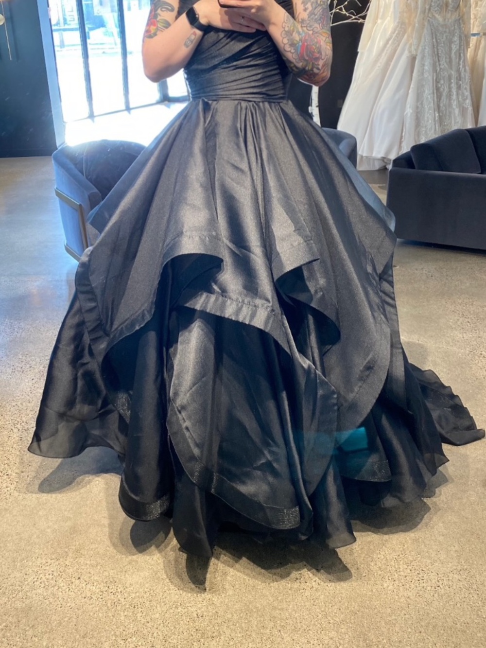 Black Tiered Wedding Dress Ball Gown Size 20 brand new no alterations never worn